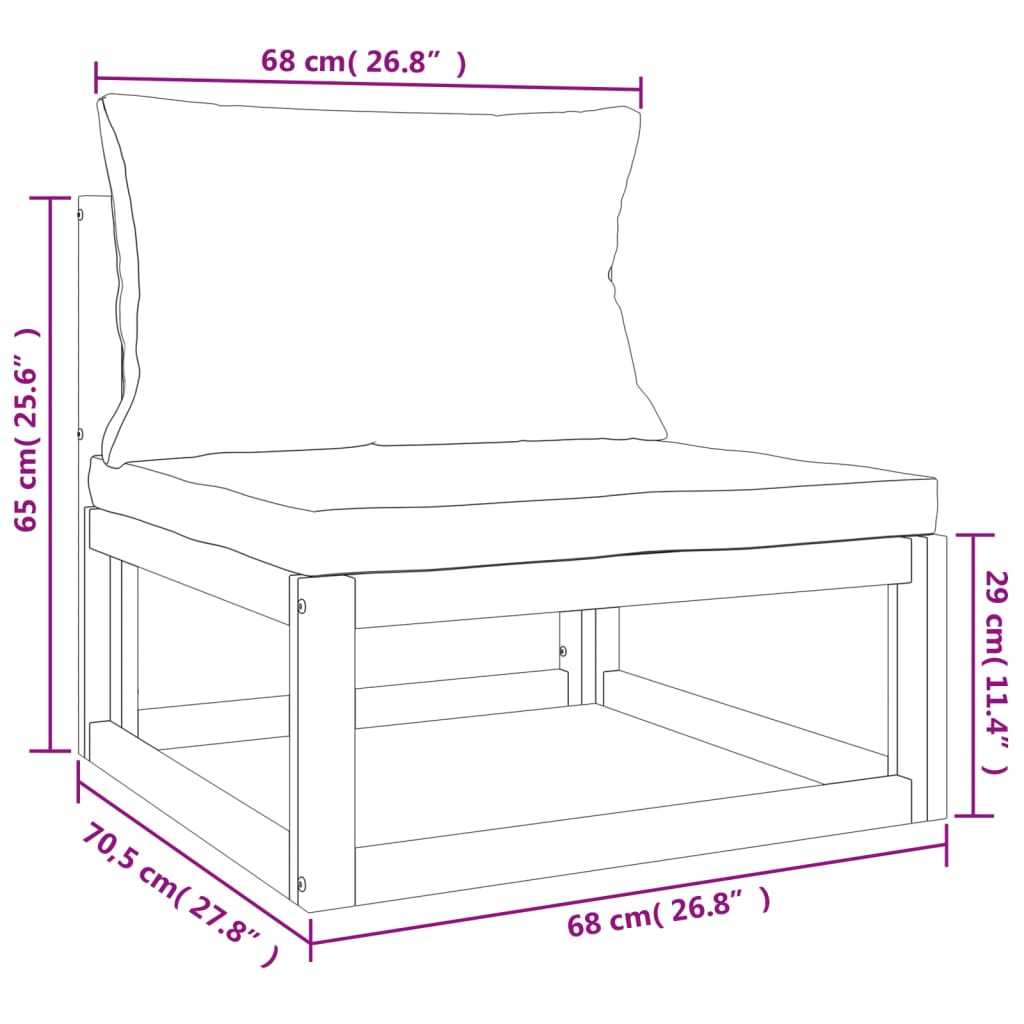 10-tlg. Garten-Lounge-Set mit Taupe Kissen Massivholz