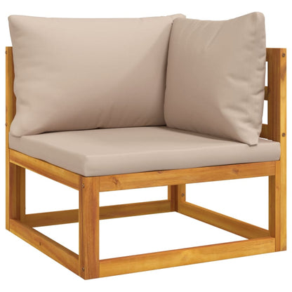 11-tlg. Garten-Lounge-Set mit Taupe Kissen Massivholz