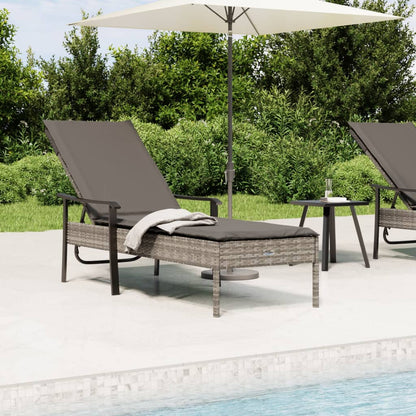 Sonnenliege mit Auflage Grau Poly Rattan