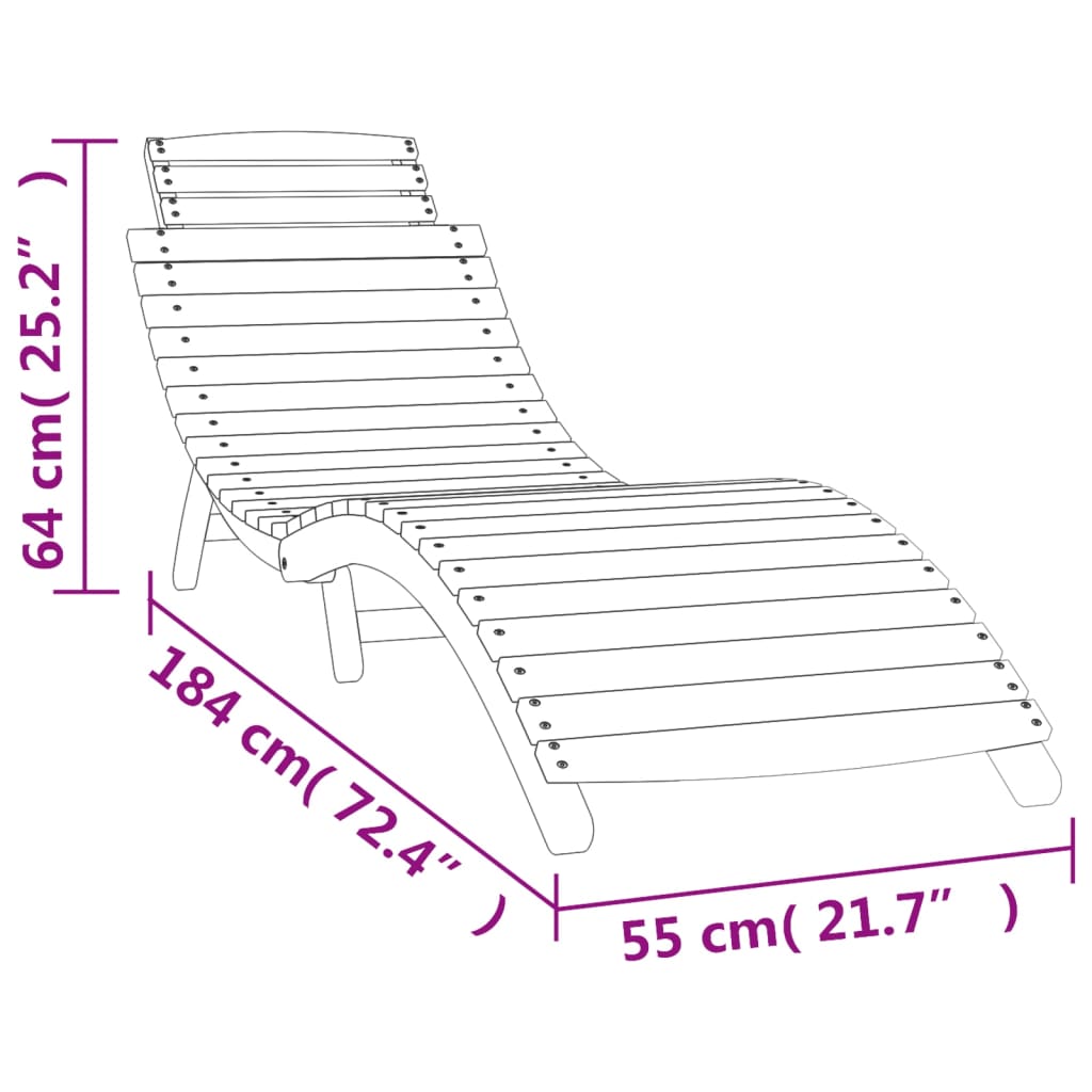 Sonnenliege mit Tisch Weiß Massivholz Akazie