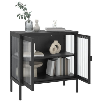 Sideboard Schwarz 70x35x70 cm Glas und Stahl