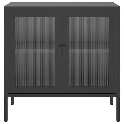 Sideboard Schwarz 70x35x70 cm Glas und Stahl