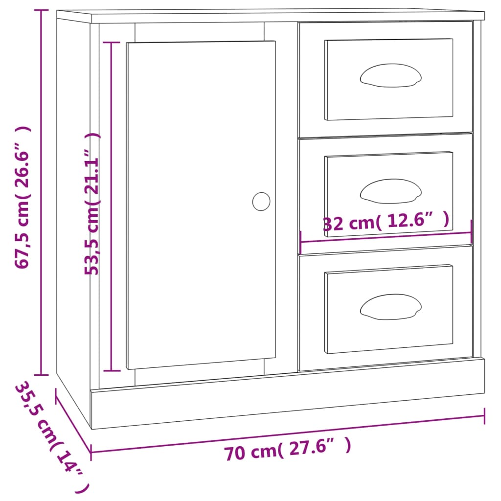 Sideboard Weiß 70x35,5x67,5 cm Holzwerkstoff