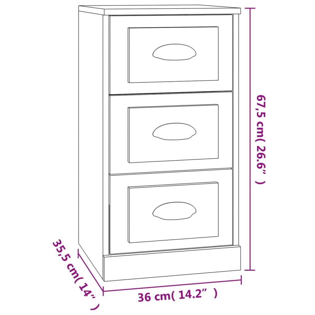 Sideboard Schwarz 36x35,5x67,5 cm Holzwerkstoff