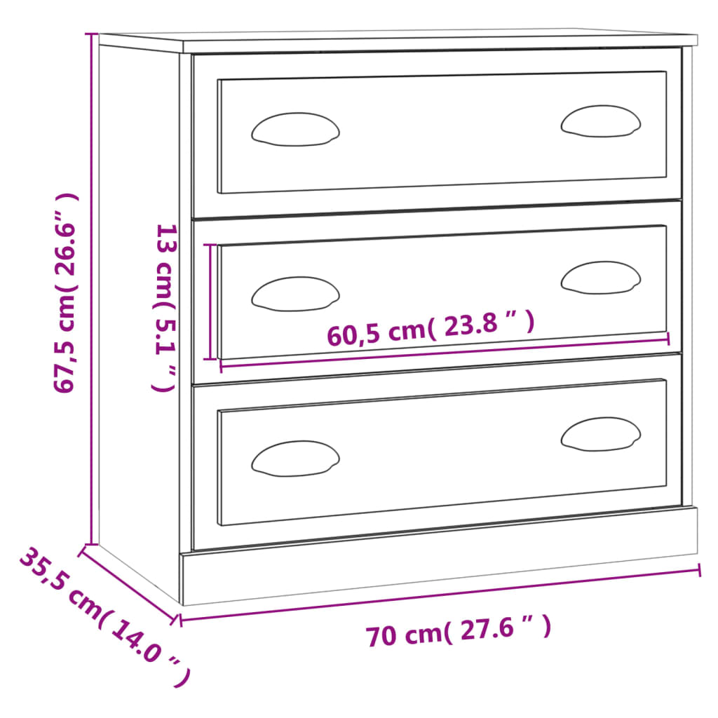 Sideboard Weiß 70x35,5x67,5 cm Holzwerkstoff