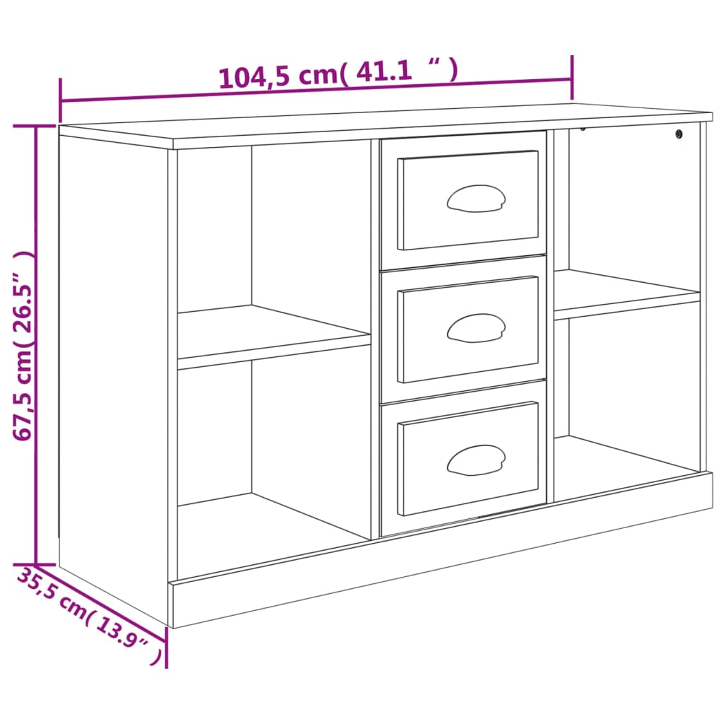 Sideboard Sonoma-Eiche 104,5x35,5x67,5 cm Holzwerkstoff