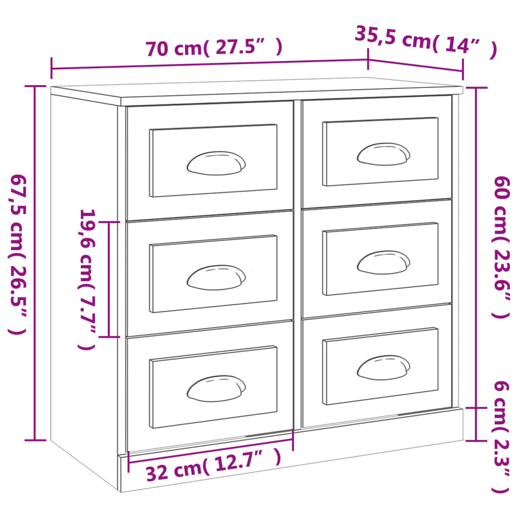 Sideboard Weiß 70x35,5x67,5 cm Holzwerkstoff