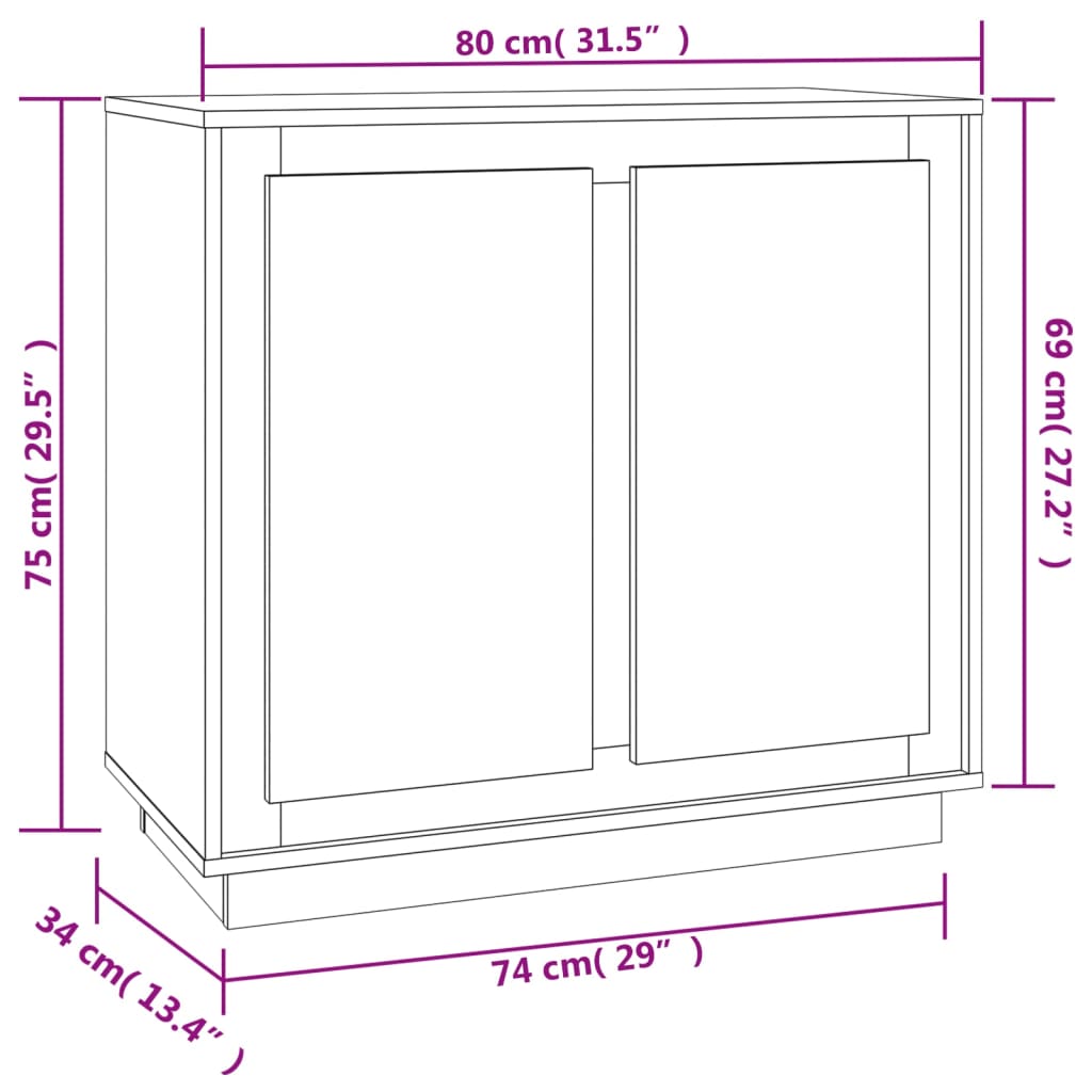 Sideboard Räuchereiche 80x34x75 cm Holzwerkstoff