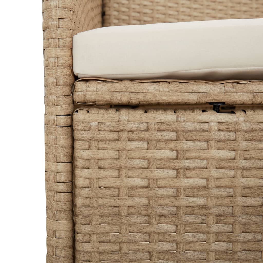 11-tlg. Garten-Essgruppe mit Kissen Beige Poly Rattan