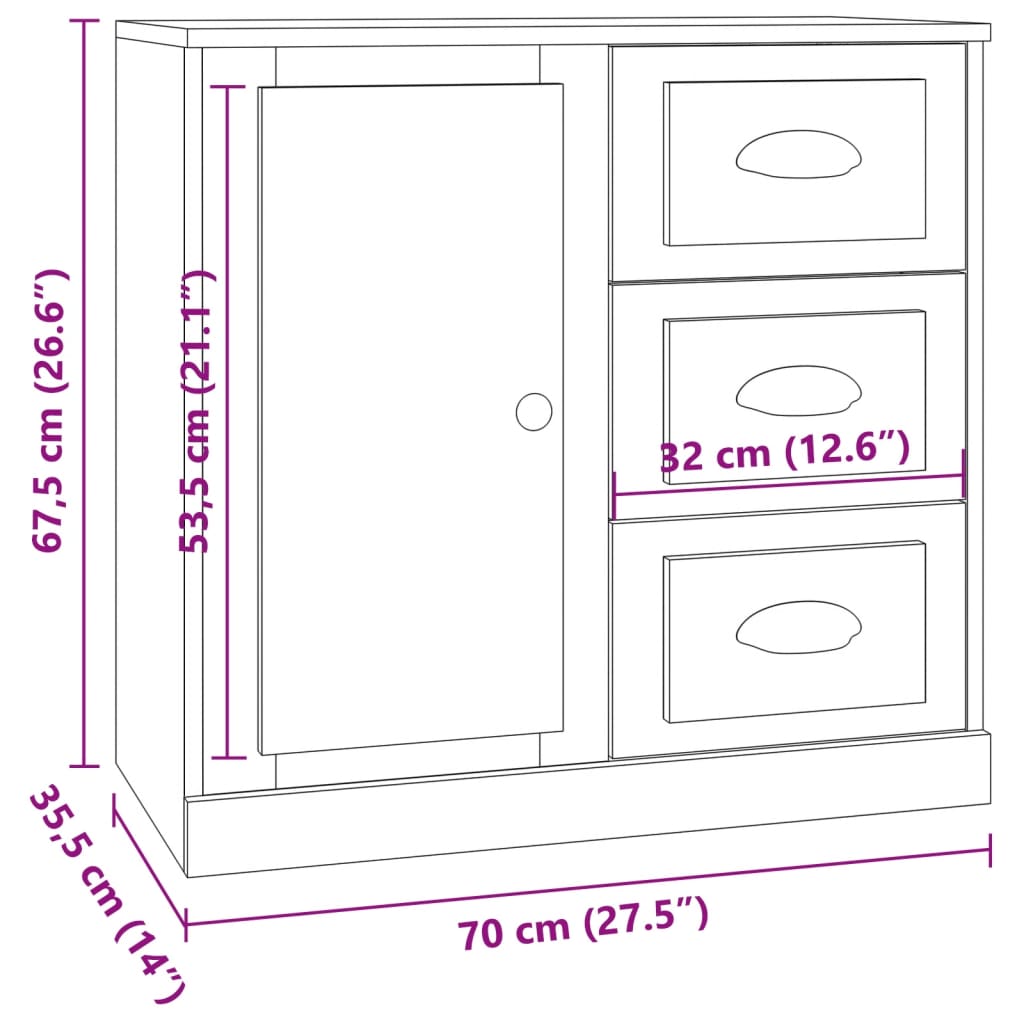 Sideboards 3 Stk. Weiß Holzwerkstoff