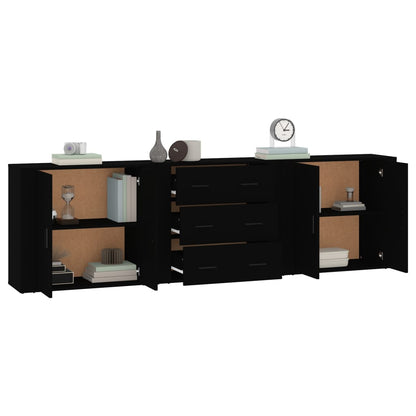 Sideboards 3 Stk. Schwarz Holzwerkstoff