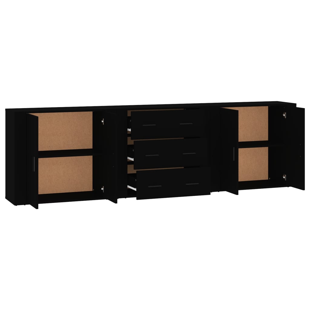 Sideboards 3 Stk. Schwarz Holzwerkstoff