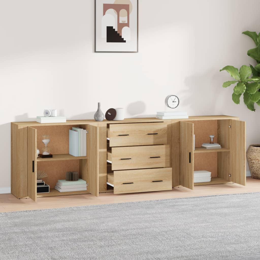 Sideboards 3 Stk. Sonoma-Eiche Holzwerkstoff