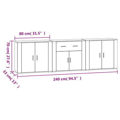 Sideboards 3 Stk. Weiß Holzwerkstoff