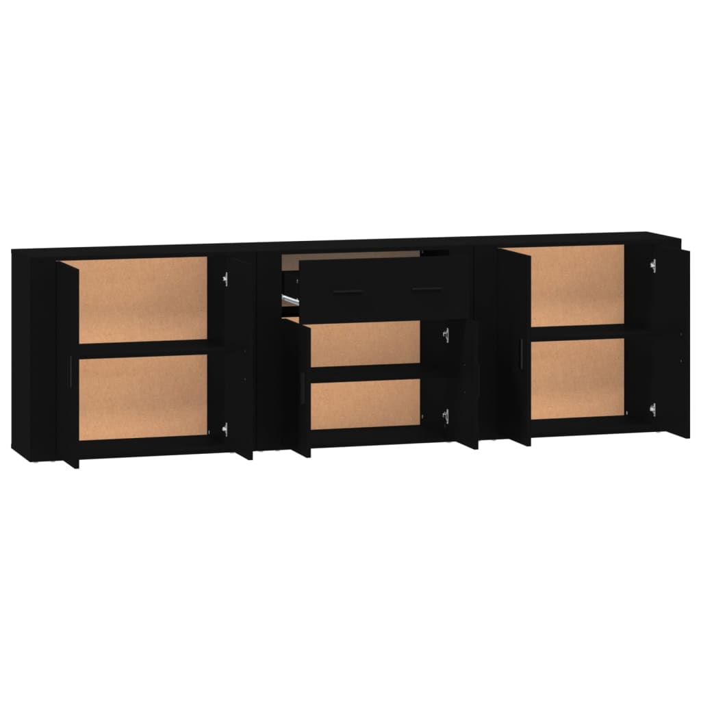 Sideboards 3 Stk. Schwarz Holzwerkstoff