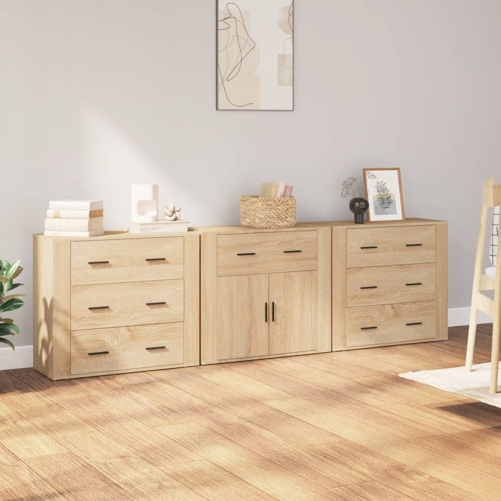 Sideboards 3 Stk. Sonoma-Eiche Holzwerkstoff