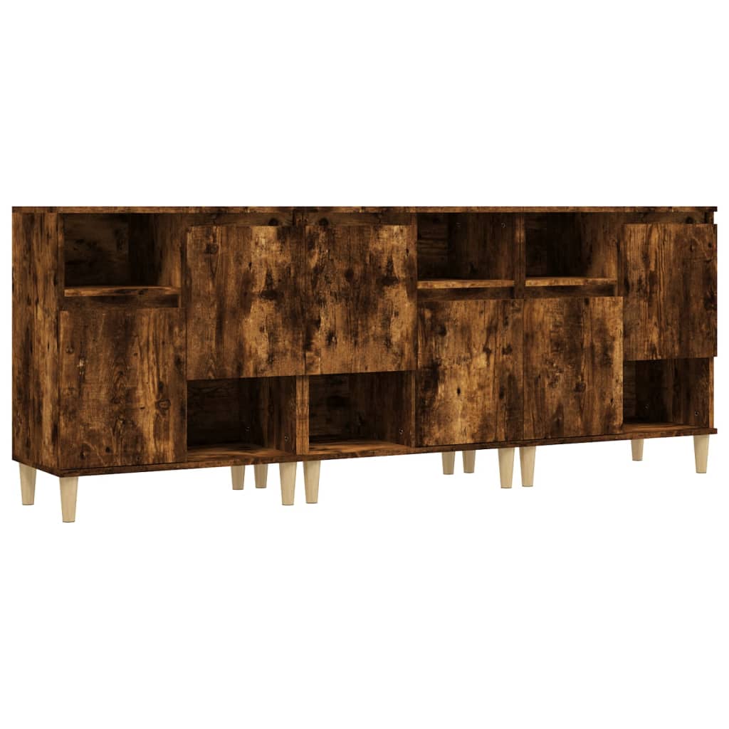 Sideboards 3 Stk. Räuchereiche 60x35x70 cm Holzwerkstoff