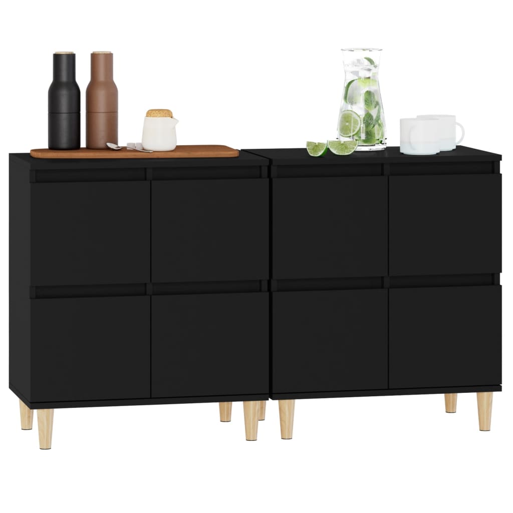 Sideboards 2 Stk. Schwarz 60x35x70 cm Holzwerkstoff