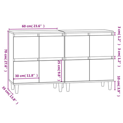 Sideboards 2 Stk. Betongrau 60x35x70 cm Holzwerkstoff