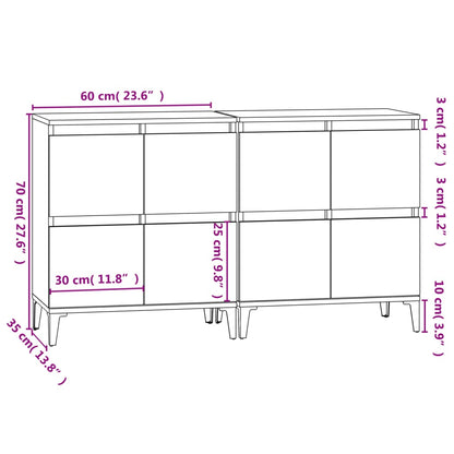 Sideboards 2 Stk. Räuchereiche 60x35x70 cm Holzwerkstoff