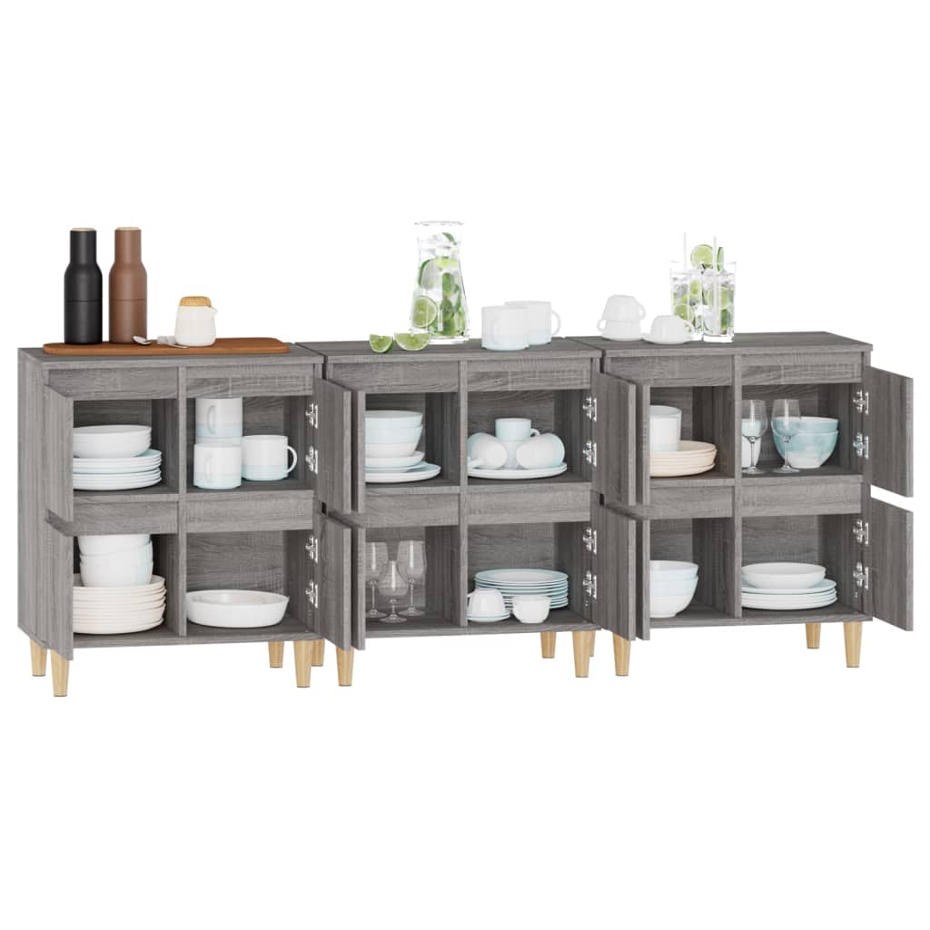 Sideboards 3 Stk. Grau Sonoma 60x35x70 cm Holzwerkstoff