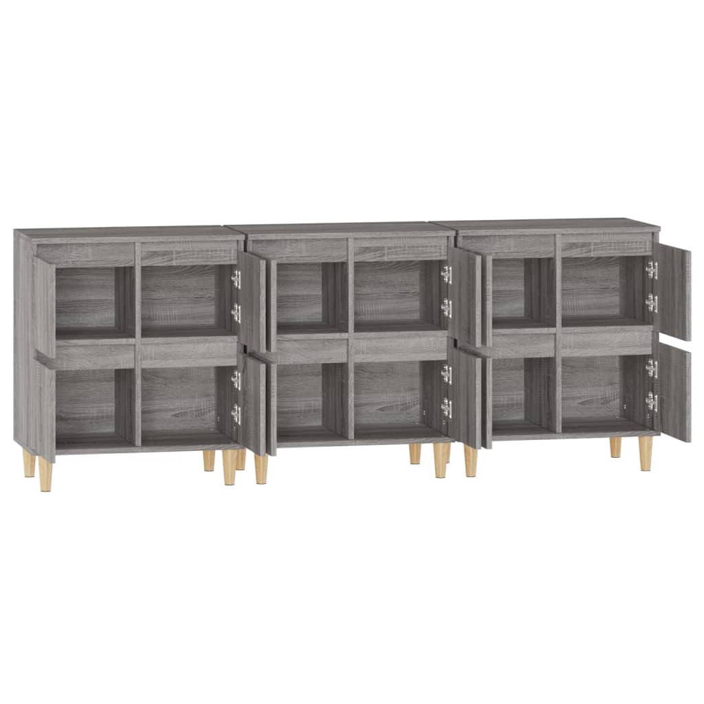 Sideboards 3 Stk. Grau Sonoma 60x35x70 cm Holzwerkstoff