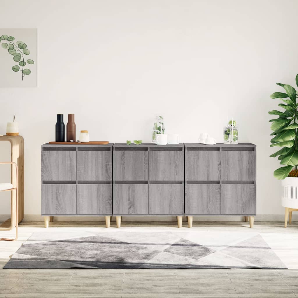 Sideboards 3 Stk. Grau Sonoma 60x35x70 cm Holzwerkstoff