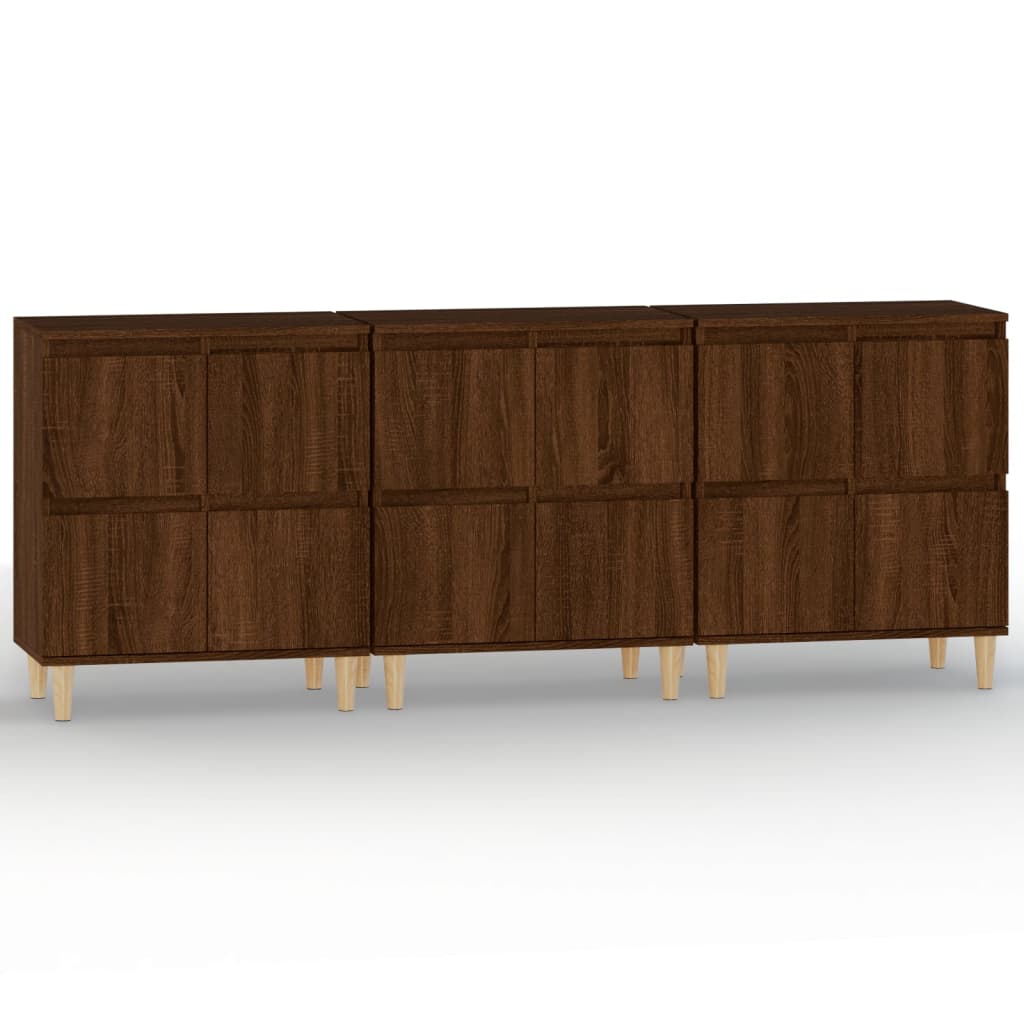 Sideboards 3 Stk. Braun Eichen-Optik 60x35x70 cm Holzwerkstoff