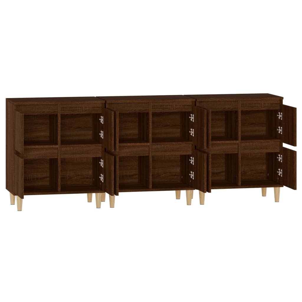 Sideboards 3 Stk. Braun Eichen-Optik 60x35x70 cm Holzwerkstoff