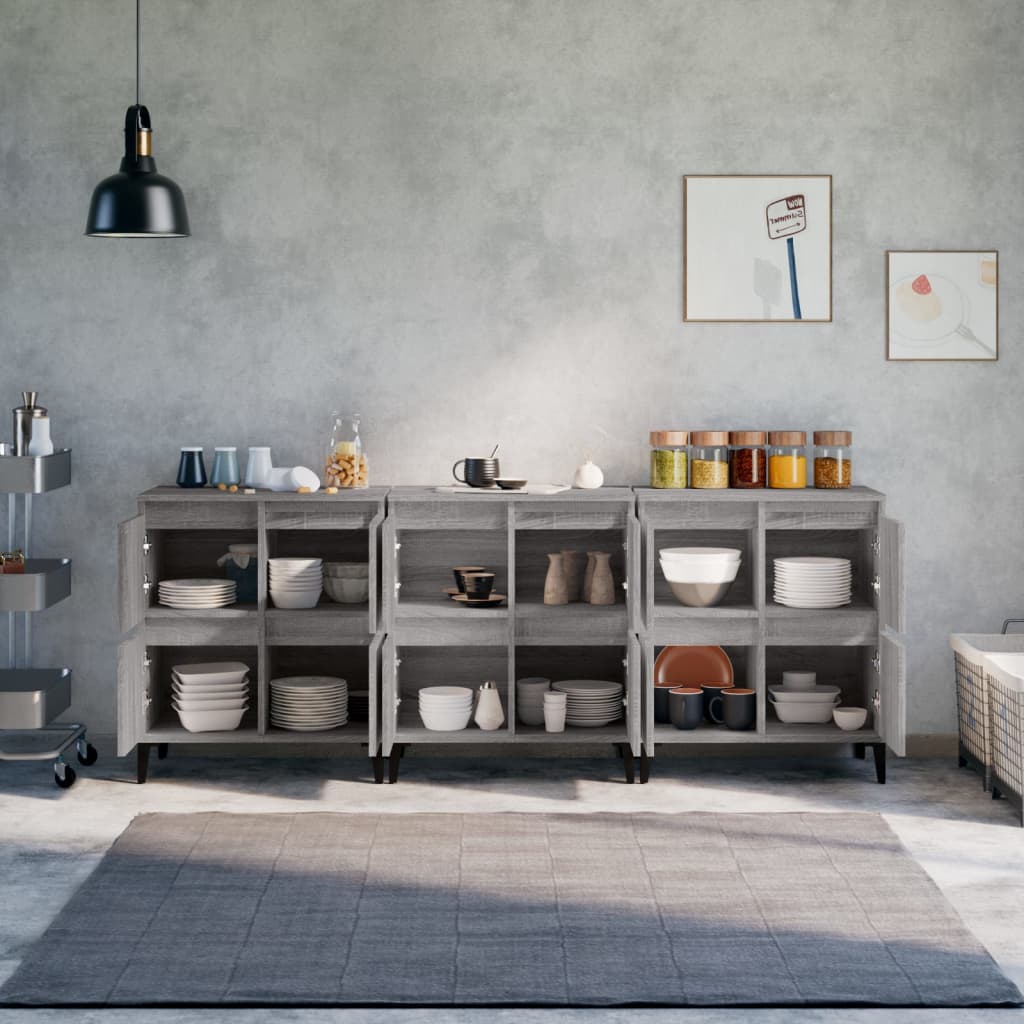 Sideboards 3 Stk. Grau Sonoma 60x35x70 cm Holzwerkstoff