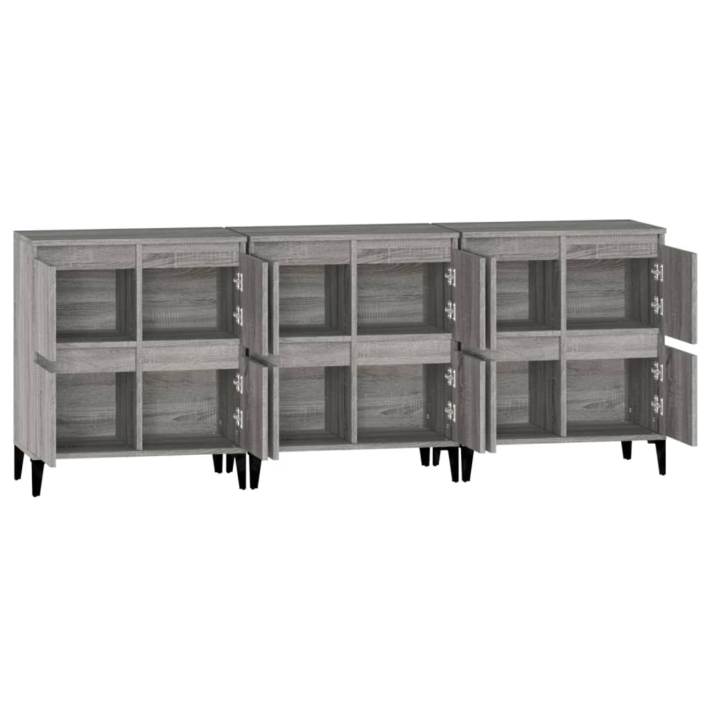 Sideboards 3 Stk. Grau Sonoma 60x35x70 cm Holzwerkstoff