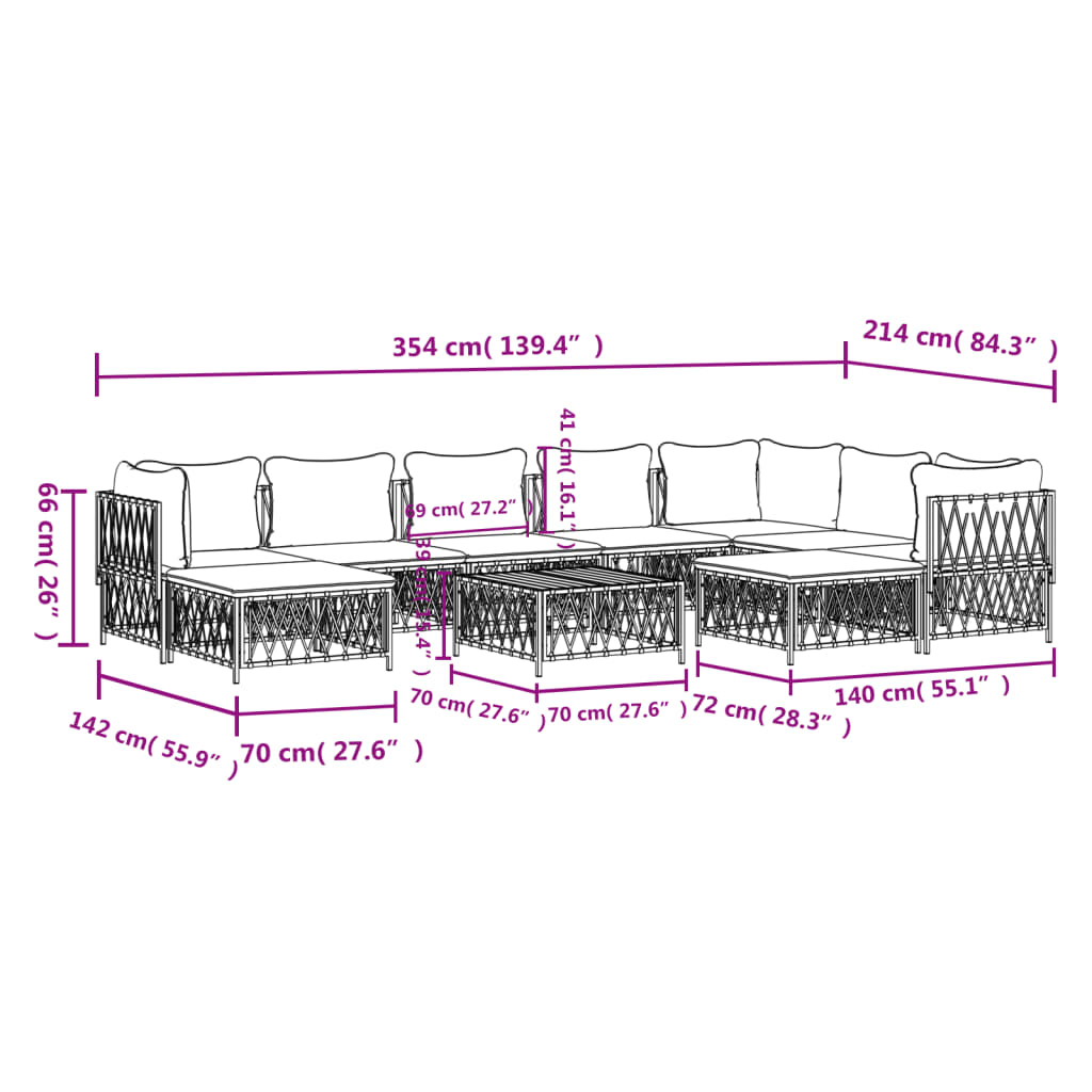 10-tlg. Garten-Lounge-Set mit Kissen Anthrazit Stahl