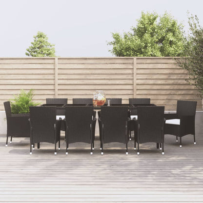 11-tlg. Garten-Essgruppe mit Kissen Schwarz Poly Rattan