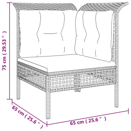 10-tlg. Garten-Lounge-Set mit Kissen Grau Poly Rattan