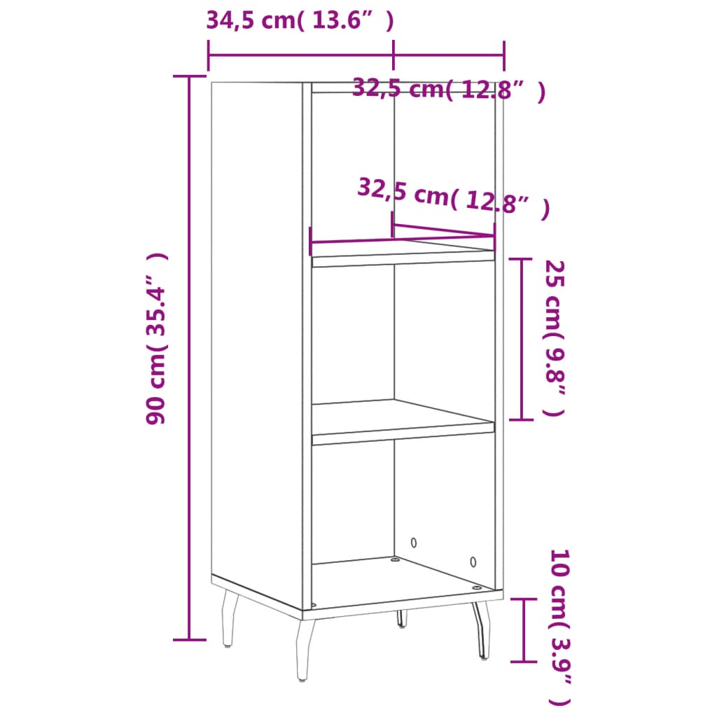 Sideboard Räuchereiche 34,5x32,5x90 cm Holzwerkstoff