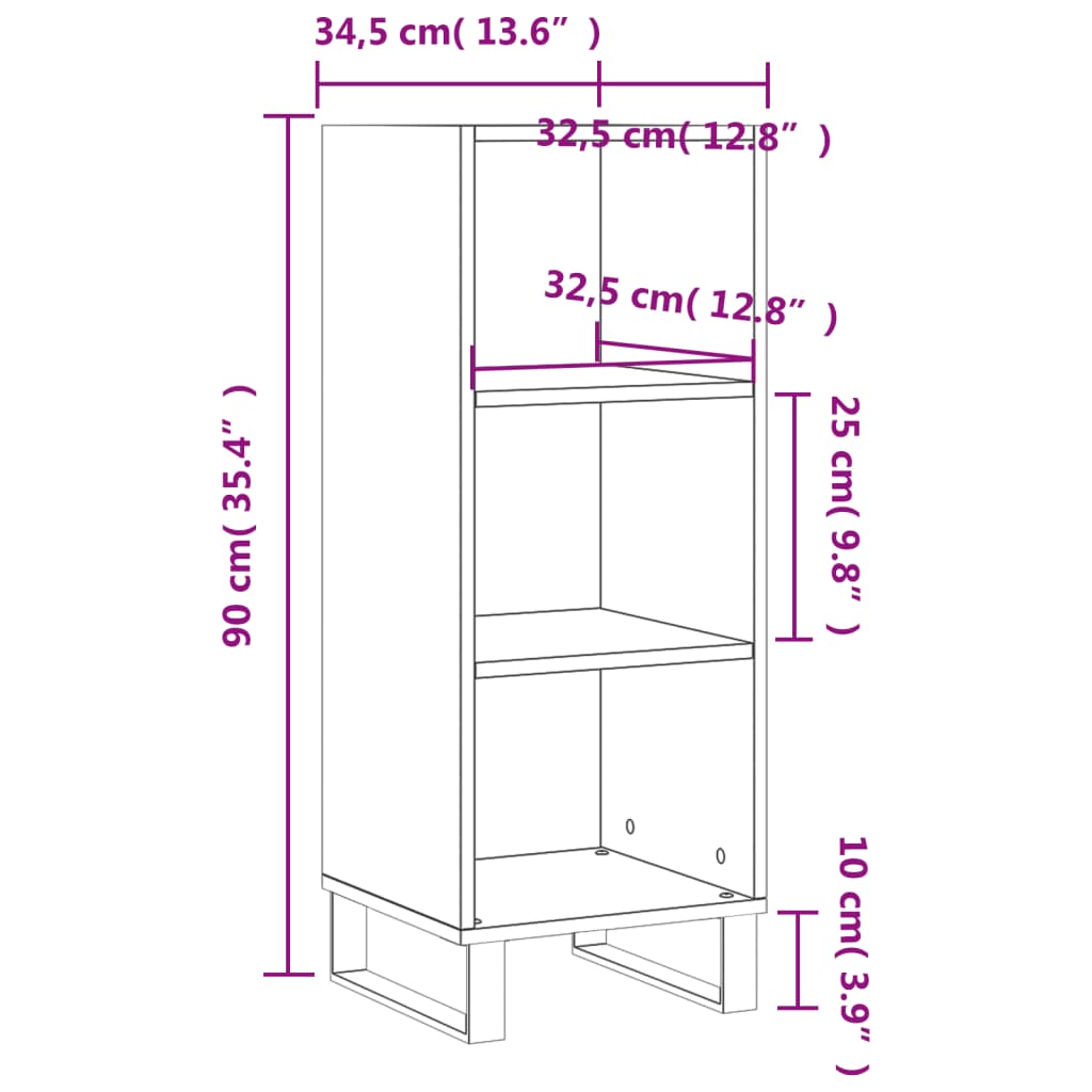 Sideboard Sonoma-Eiche 34,5x32,5x90 cm Holzwerkstoff