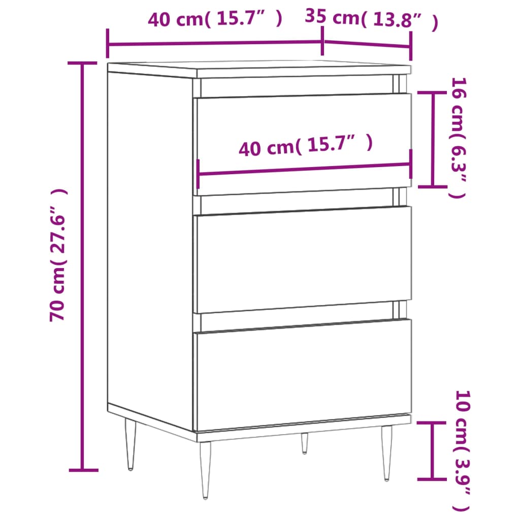 Sideboard Weiß 40x35x70 cm Holzwerkstoff