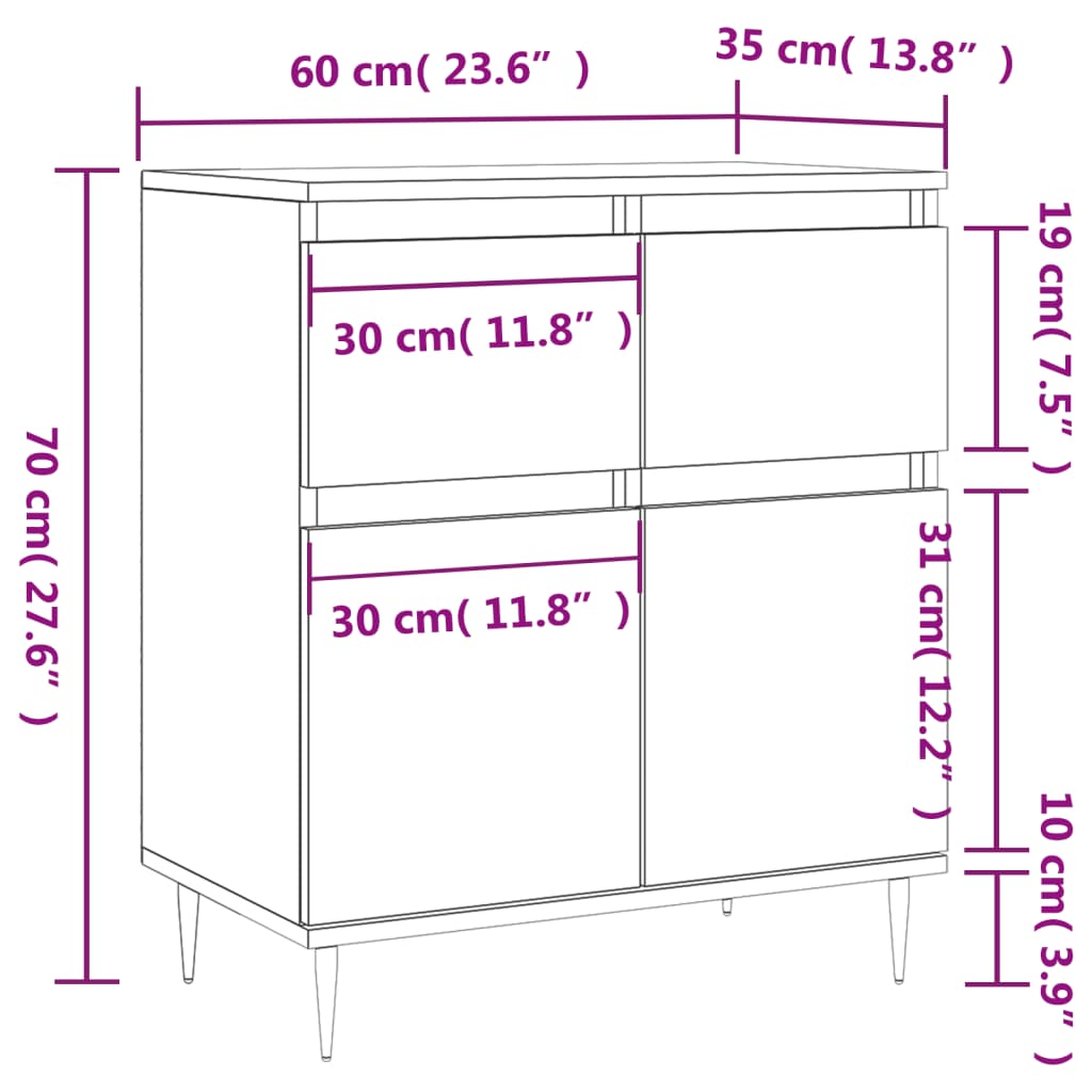 Sideboard Weiß 60x35x70 cm Holzwerkstoff