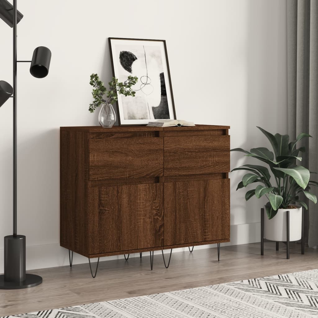 Sideboards 2 Stk. Braun Eichen-Optik 40x35x70 cm Holzwerkstoff