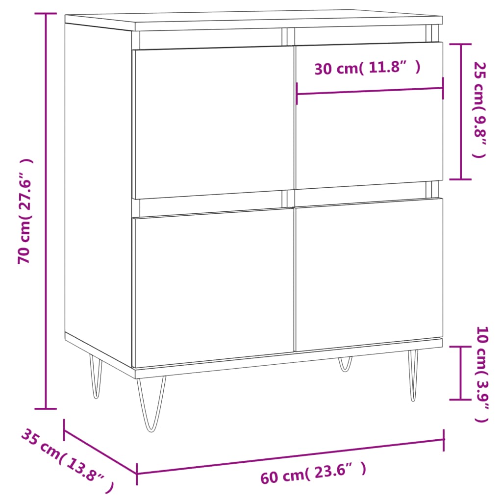 Sideboard Weiß 60x35x70 cm Holzwerkstoff