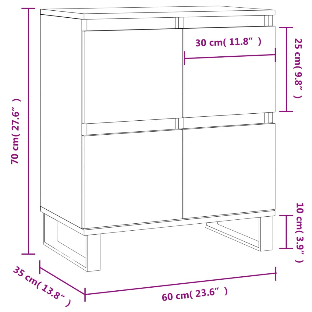 Sideboard Weiß 60x35x70 cm Holzwerkstoff