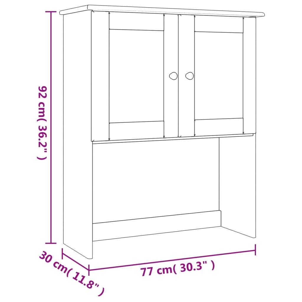 Sideboard-Aufsatz ALTA Weiß 77x30x92 cm Massivholz Kiefer