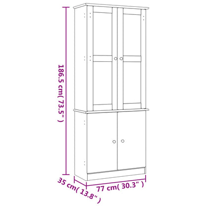 Vitrinenschrank ALTA Weiß 77x35x186,5 cm Massivholz Kiefer