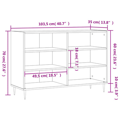 Sideboard Schwarz 103,5x35x70 cm Holzwerkstoff