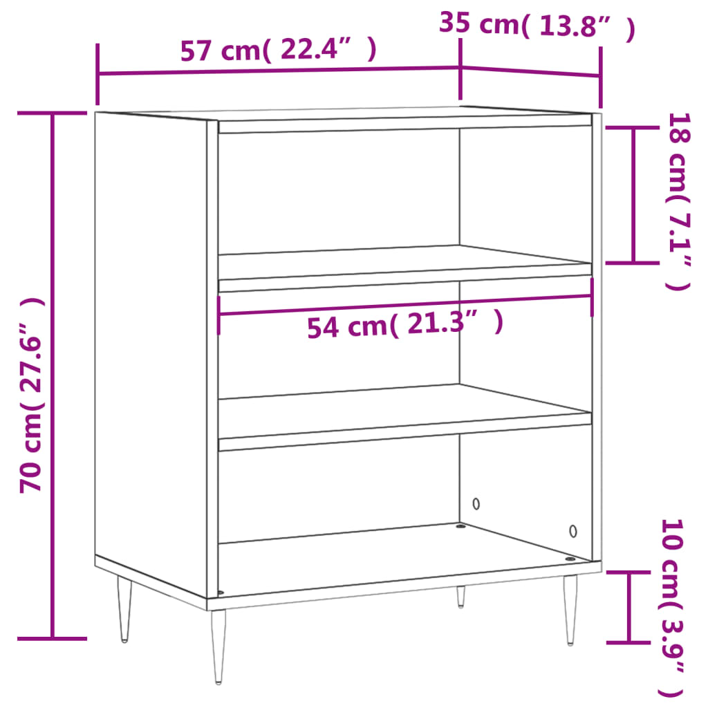 Sideboard Weiß 57x35x70 cm Holzwerkstoff