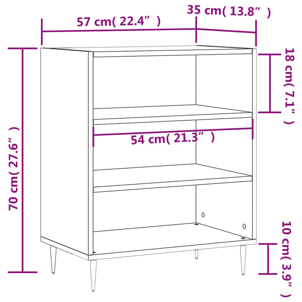 Sideboard Schwarz 57x35x70 cm Holzwerkstoff