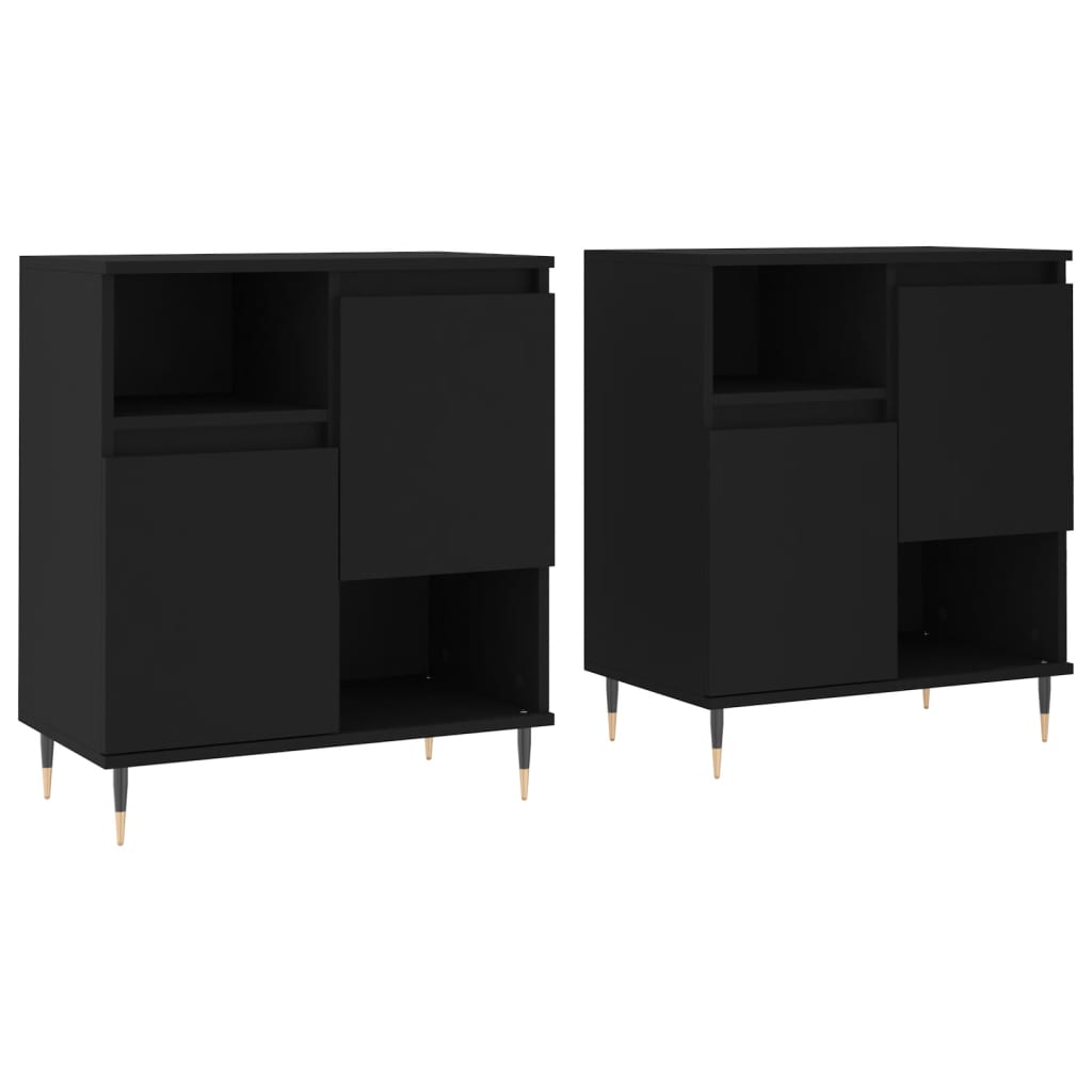 Sideboards 2 Stk. Schwarz Holzwerkstoff