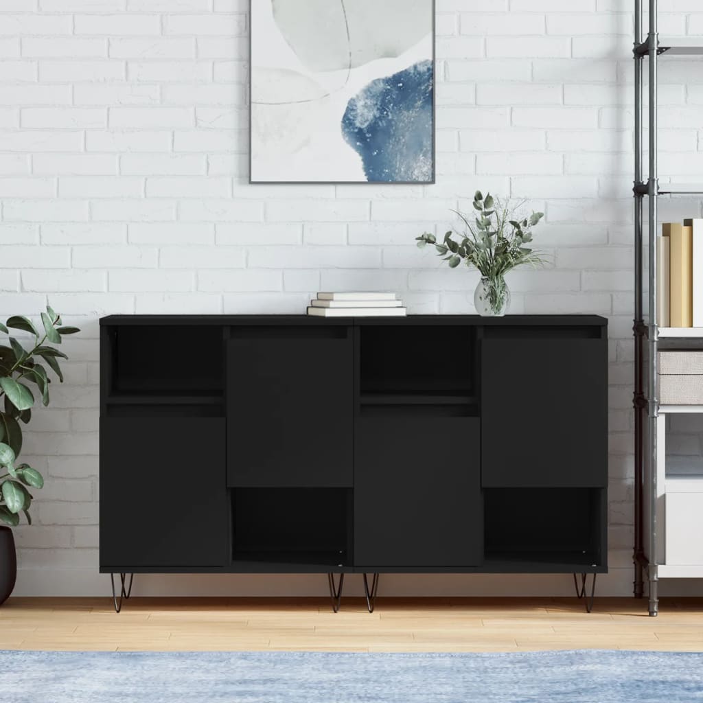 Sideboards 2 Stk. Schwarz Holzwerkstoff