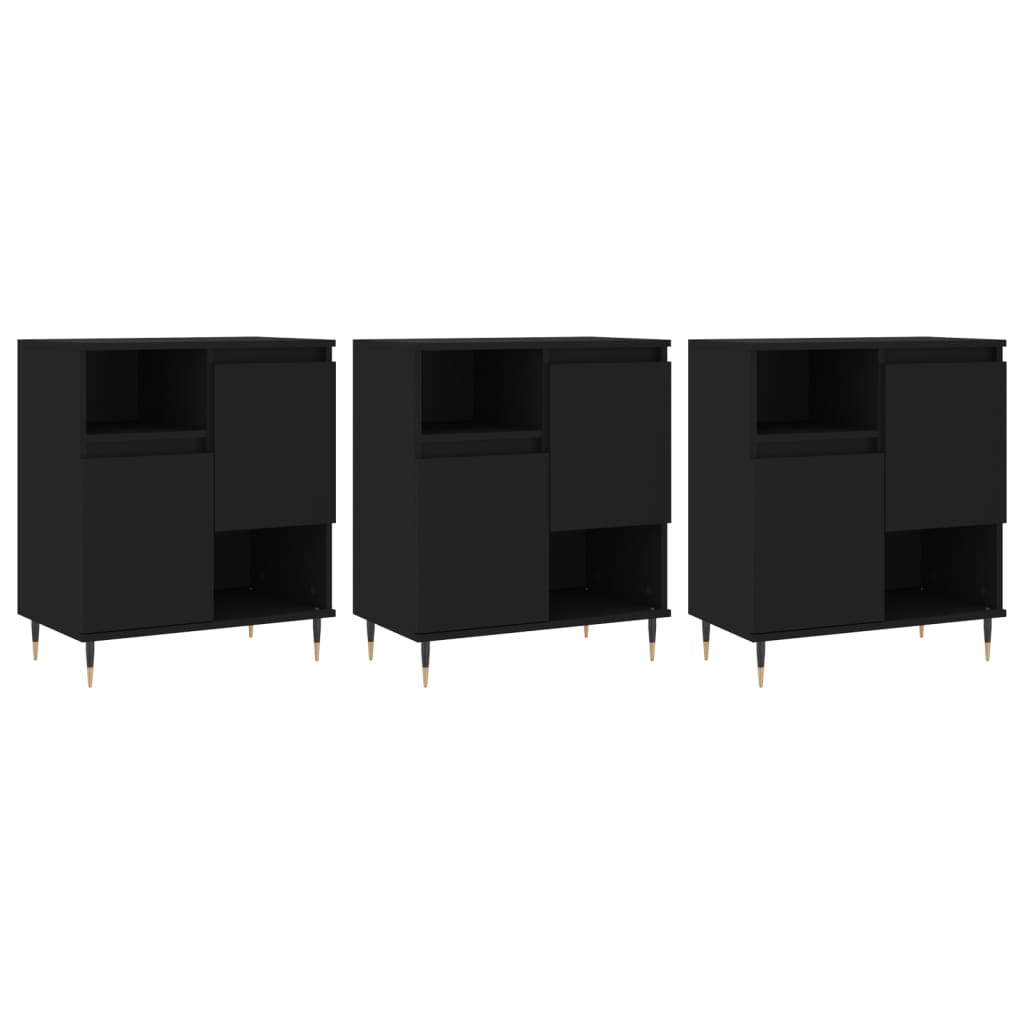 Sideboards 3 Stk. Schwarz Holzwerkstoff