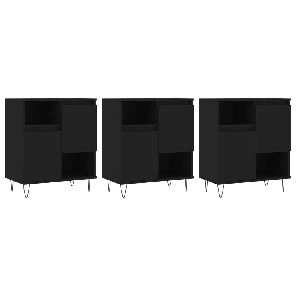 Sideboards 3 Stk. Schwarz Holzwerkstoff